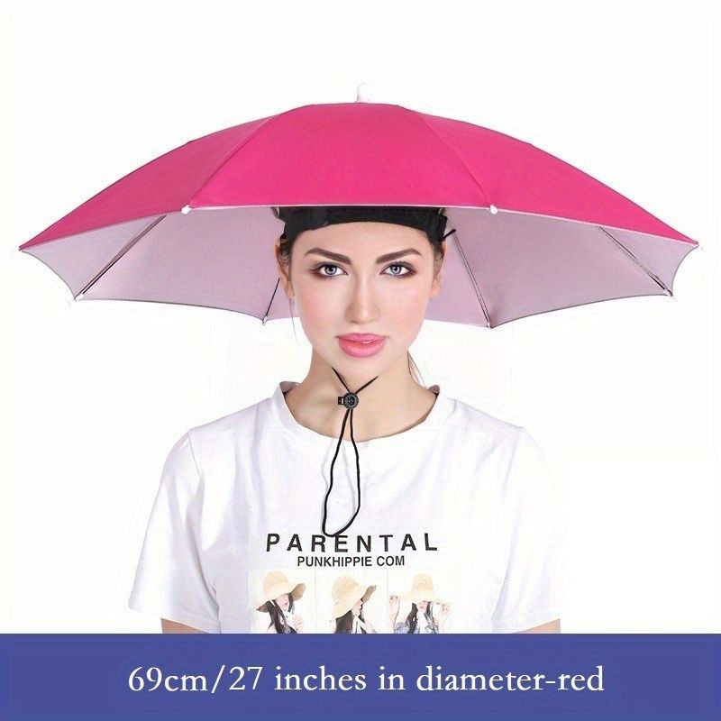 Sombrero de playa para adultos: gorra de paraguas de acero inoxidable liviana y resistente al agua con un estilo moderno sin manos_voghion.com