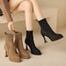 Women’s Shoes High heel short boots single boots French retro brown chunky heel platform fashion boots_voghion.com