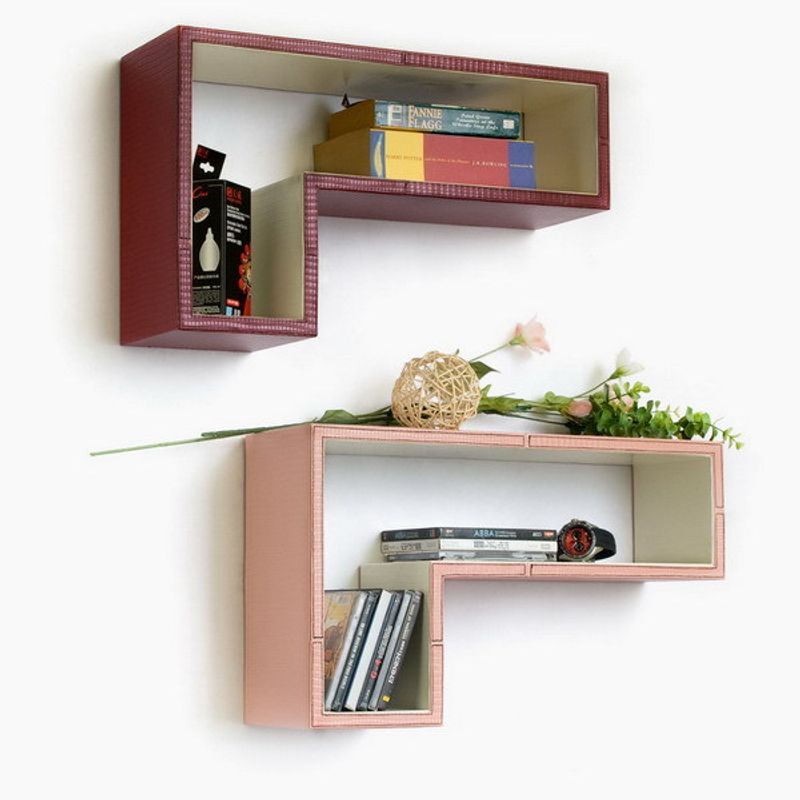 Trista - [Cardinal Red] Gun-Shaped Wall Shelf / Bookshelf / Floating Shelf (Set of 2)_voghion.com