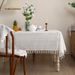 Geometric Tablecloth With Tassels – Non-Slip & Durable Polyester Fabric For Dining/Picnic/Café (140x100cm To 140x260cm, 4 Colors)_voghion.com