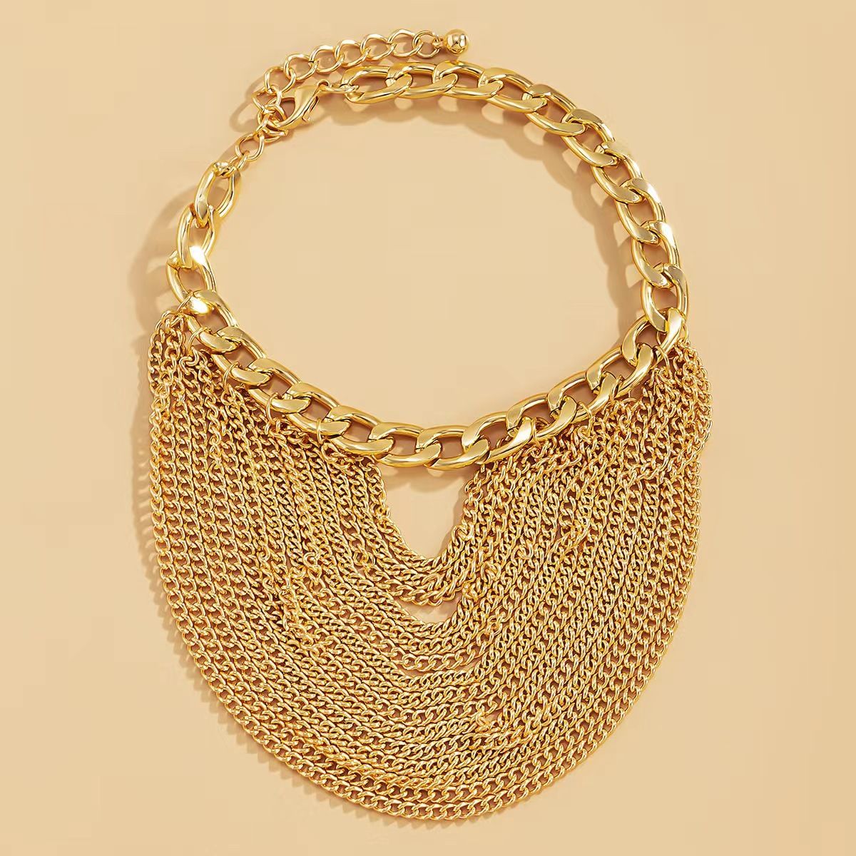 Mehrschichtige Quaste Hip-Hop Metall Fußkettchen Persönlichkeit Schuhkette Einfache Nischenschmuck Accessoires_voghion.com