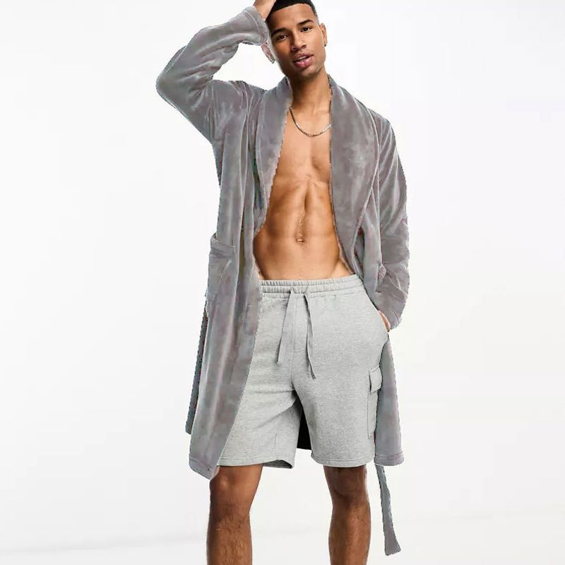 Dames Nachtkleding Grote maten Thuiskleding Verdikte Flanellen Badjas Stropdas Lange Mouw Pyjama Koraal Fleece Badjas Ochtendjas_voghion.com