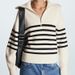 Lapel Striped Sweater Women's Pullover Zipper Knitted Sweater Women's_voghion.com