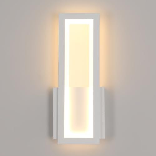 GOECO Acryl-LED-Wandleuchte, modernes Design, weiße Farbe, 32 x 12 x 5 cm, weißes Licht, 16 W, ideal für nordische Dekoration_voghion.com