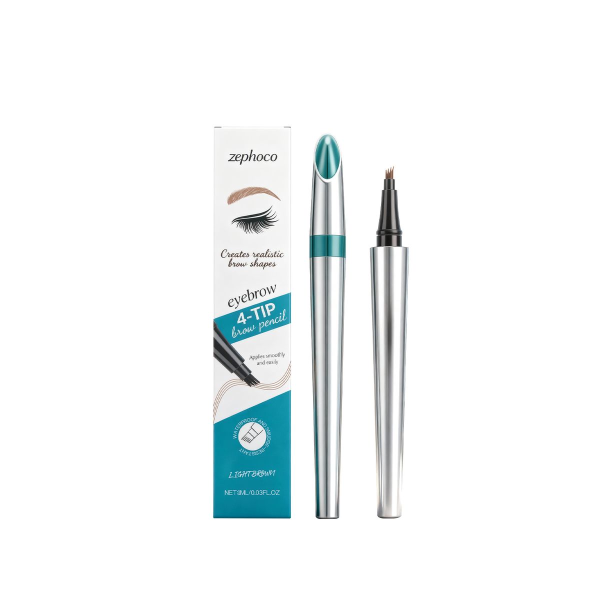 Zephoco Light Brown Four-Pronged Eyebrow Pencil Daily Travel Non-Smudge Natural Hair Flow Three-Dimensional Color Easy_voghion.com