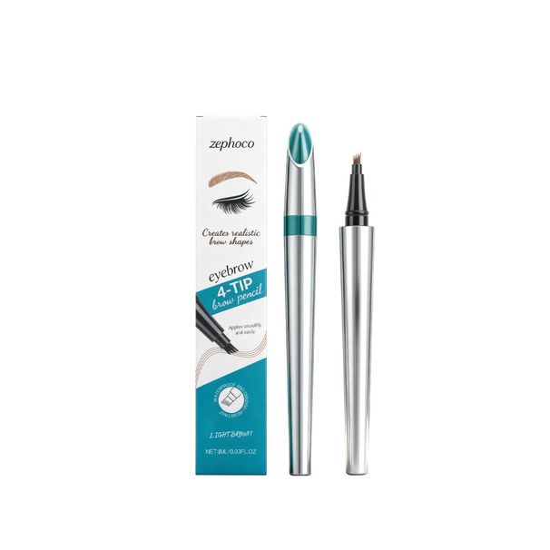 Zephoco Light Brown Four-Pronged Eyebrow Pencil Daily Travel Non-Smudge Natural Hair Flow Three-Dimensional Color Easy_voghion.com