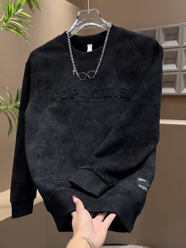 2025 Frühling Herbst Winter Vielseitiger Trendy Pullover Stahldruck Brief Top Herren Langarm Casual Fashion Fleece_voghion.com