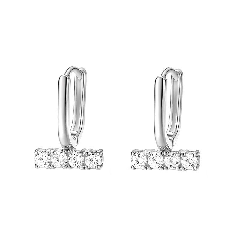 Zircon earrings with simple niche design diamond studded geometric earrings, small and convenient no need to take off the earrings when sleeping_voghion.com