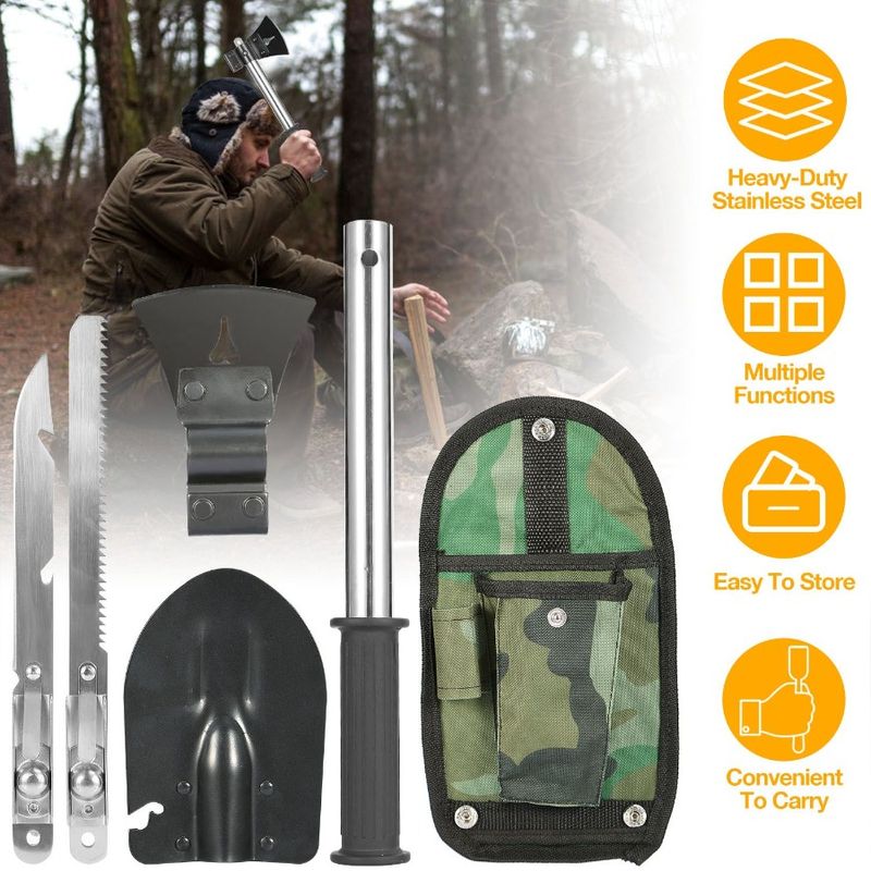 6in1 Multi Tool Survival Kit Shovel Knife Axe Saw Nail Puller W Pouch Outdoor Gear Camping_voghion.com