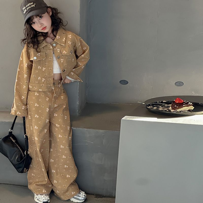 Haine pentru copii Costum de primăvară pentru fete Pantaloni largi cu dopamină pentru copii mari Set de primăvară din două piese_voghion.com