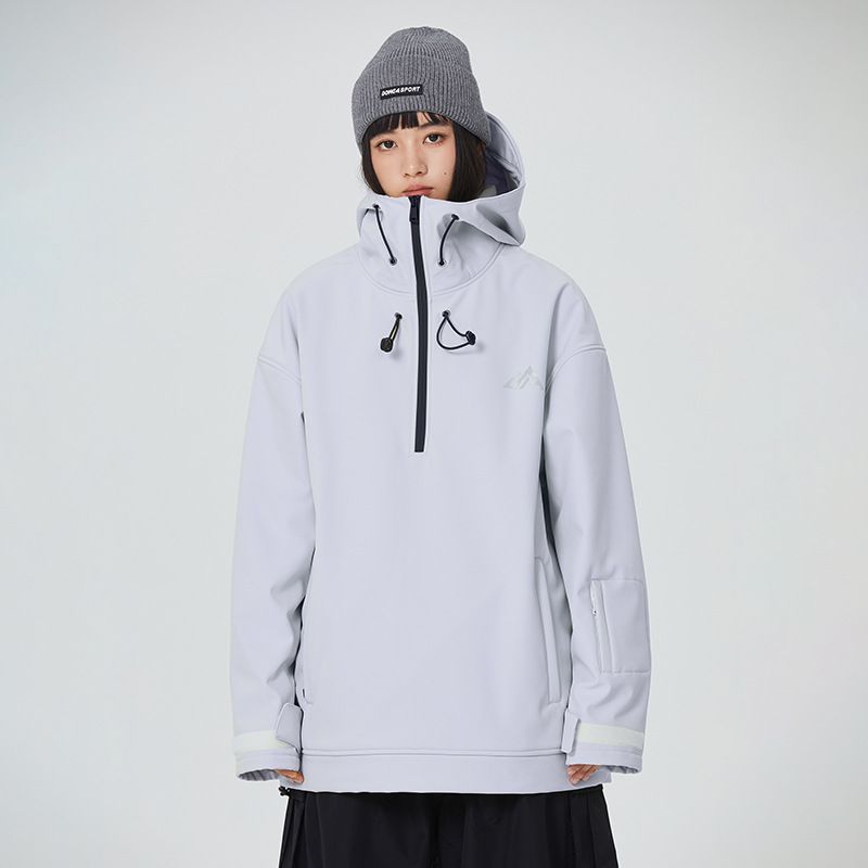 Macacão de inverno feminino com capuz, jaqueta de borracha de pressão total para uso ao ar livre, profissional, à prova d'água, dupla face_voghion.com