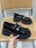 Raise The Bottom 6cm Loafers Dam 2025 Nyheter Vår & Höst Slip-on Svart JK Läder Brittisk Stil Enkelt Lager_voghion.com