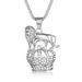 Hip Hop Jewelry Titanium Steel Gold Plated Diamond Crown Lion Head Pendant Necklace_voghion.com