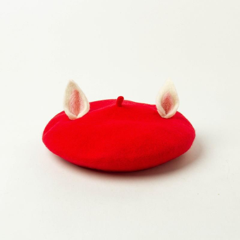 Hot Sale New Winter Women With Cute Ear Pink Beret Painter Cap Vintage Bonnet Gorras Ladies Hat Female Boina_voghion.com
