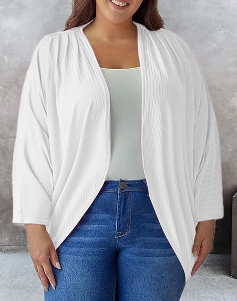 Women's fashion temperament printed large size long-sleeved cardigan top_voghion.com