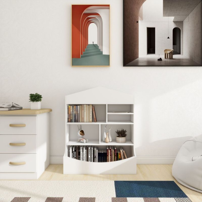 W Rack 7 X Display Storage 31.50 MultiFunctional X39.37 14.37 Organizer White H Bookcase Shelf D_voghion.com