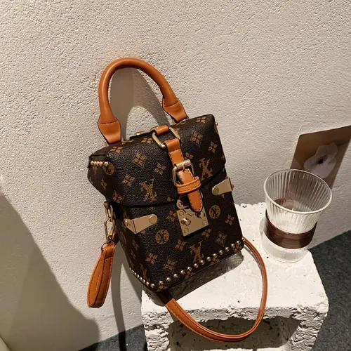 Hård skal til kvinders håndtaske, 2024 ny trykt crossbody lille firkantet boks rygsæk, banket taske, afslappet sød taske_voghion.com