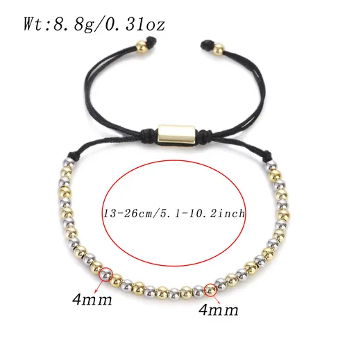 Braccialetto con perline di rame da 4 mm, regolabile, anti-scolorimento_voghion.com