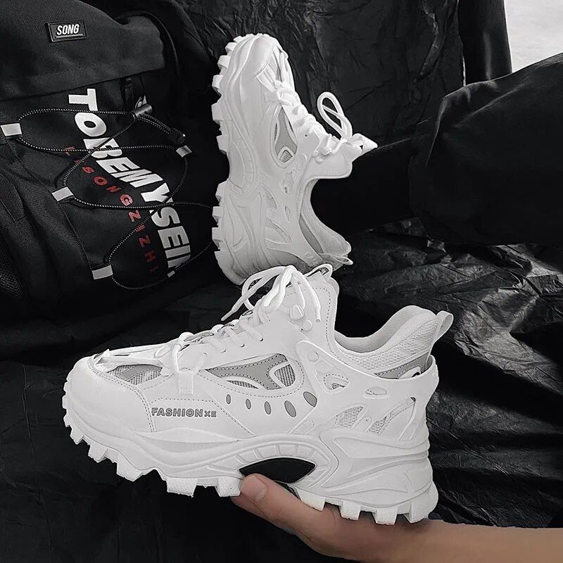 Chunky Dad skriešanas apavi, ērti amortizējoši apavi vīriešiem, rudens, bieza zole, sporta apavi sievietēm, platforma, melni tenisa apavi_voghion.com