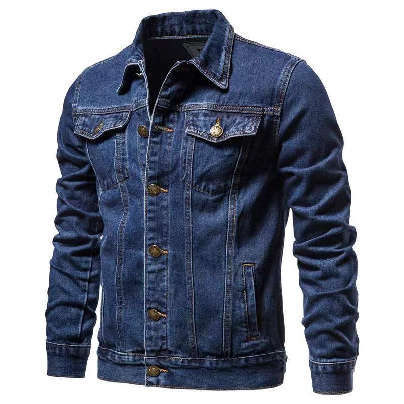 Men's Denim Jacket With Floral Print, Loose Fit Casual Long Sleeve Shirt Coat For Spring & Autumn, Youth Trendy Open Front Coat_voghion.com
