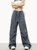 American Style Wide-Leg Cargo Unisex Summer New Drawstring Elastic Waist Versatile Sports Casual Pants_voghion.com