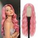 Kairuisi Lace Front Wig 24 Inch Pink - Heat Resistant Synthetic Hair, Middle Part Long Wavy Curly Wig, Natural Looking Hand-Tied + Machine Made_voghion.com
