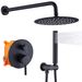 Shower System Shower Faucet Combo Set Wall Mounted With 10" Rainfall Shower Head And Handheld Shower Faucet, Matte Black Finish With Brass Valve Rough-In_voghion.com