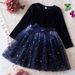 Kids’ Clothing Autumn And Winter New Girls Long Sleeve Dress Star Gradient Mesh Princess Dress Christmas Red Dress_voghion.com