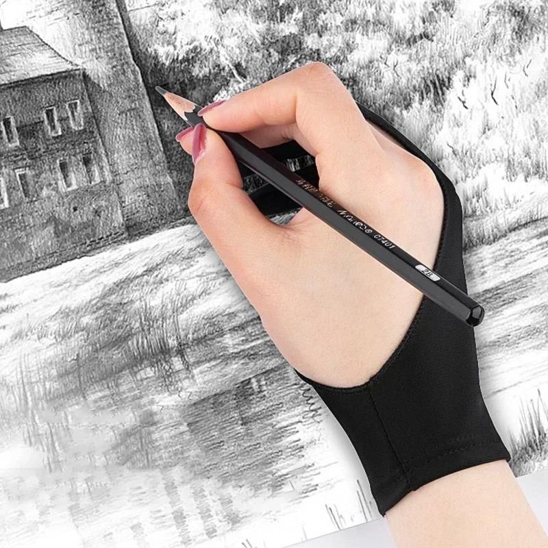 Two-Fingers Anti-fouling Anti-touch Painting Drawing Goe Anti-Fouling For Tablet IPad Screen Board Right/Left Glove_voghion.com