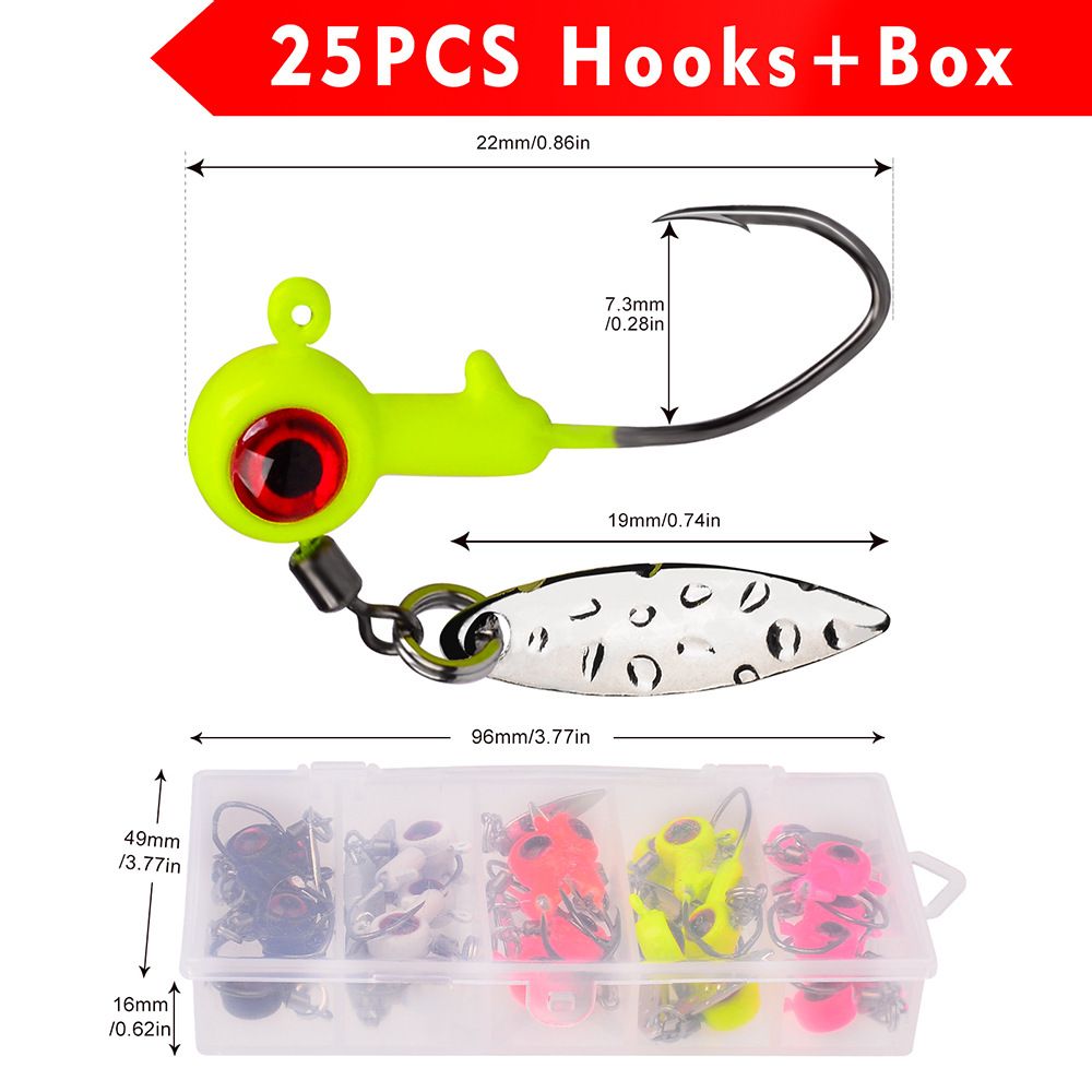 Jig Head Set Soft Bait Weighted Anti-Hooking Lure Hook 1.4g 1.6g 3g Vishaken 25 stuks verpakking_voghion.com