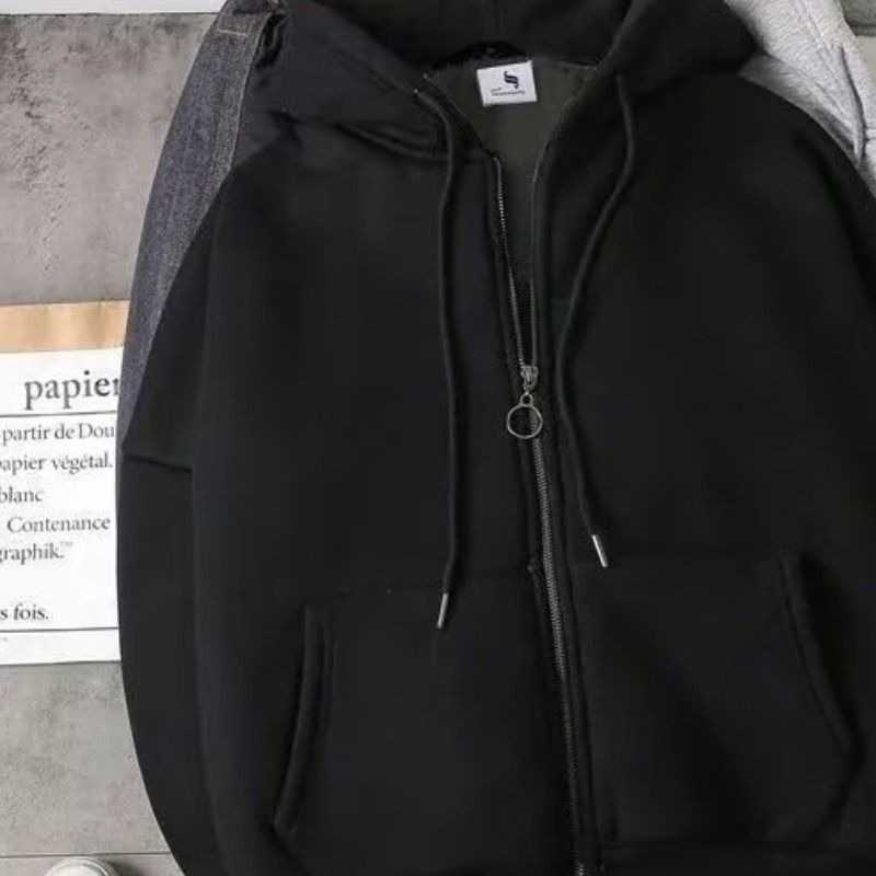 New Jackets For Men And Women Plus Velvet Large Size Students All Match Loose Couple Hooded Zipper Sweater_voghion.com