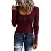 Women's Button-down Vest Color V-neck Long Sleeve T-shirt Top_voghion.com