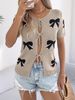 2025 Spring Summer Casual Sexy Color Block Bow Tie Knit Vacation Cardigan Women's Fashion_voghion.com