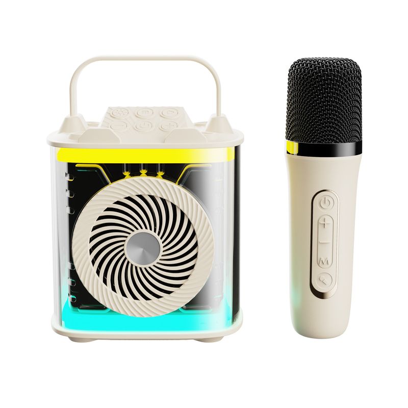 New Transparent Mecha Bluetooth Wireless Microphone Cyberpunk Style Karaoke Speaker Small Cannon_voghion.com