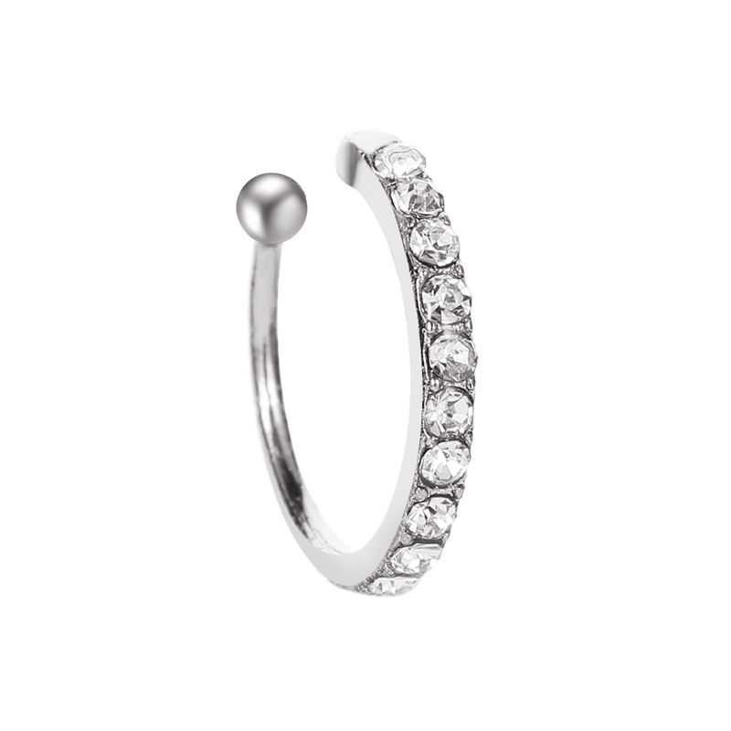 Orecchini classici semplici in stile coreano, orecchini di design di nicchia con diamanti, orecchini singoli senza fori per le orecchie_voghion.com