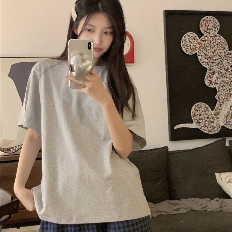 Walking pajamas, women's summer short sleeved shorts, Korean version, casual sports, loose T-shirt, home clothes,_voghion.com