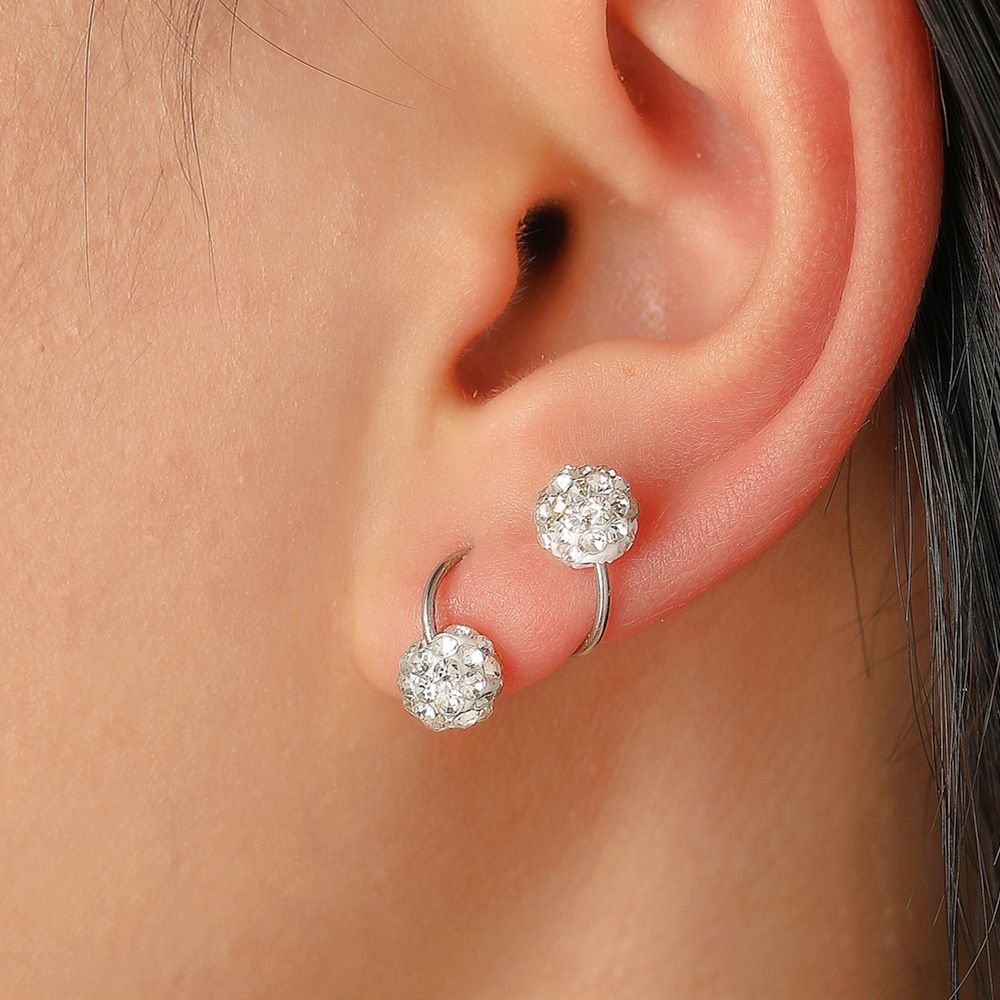 Super Shiny Round Bead Spring Screw 2024 New Design Sense Unique High-end Fashion Earrings For Women_voghion.com