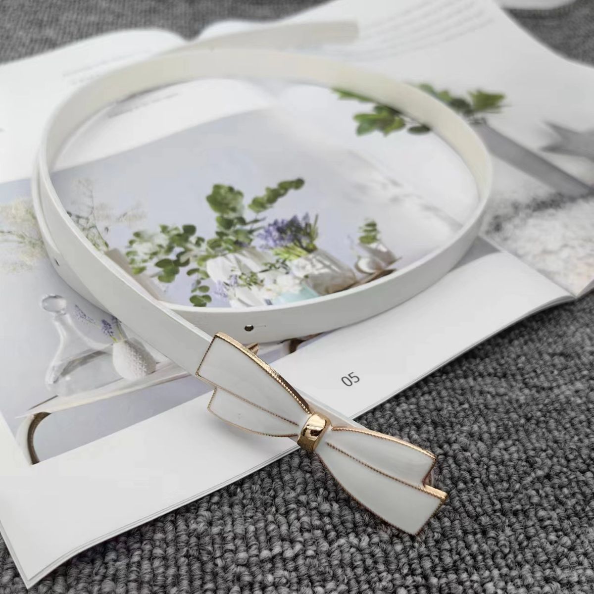 Nuova fibbia a nodo a farfalla, cintura sottile e dolce, piccola cintura in pelle laccata, edizione coreana, moda, abito lungo, decorazione_voghion.com