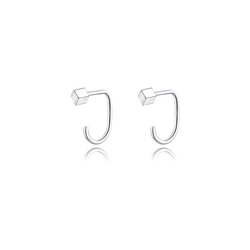 Orecchini a bottone con gancio piegato, quadrati tridimensionali geometrici, unisex, da uomo, versione coreana INS Niche_voghion.com