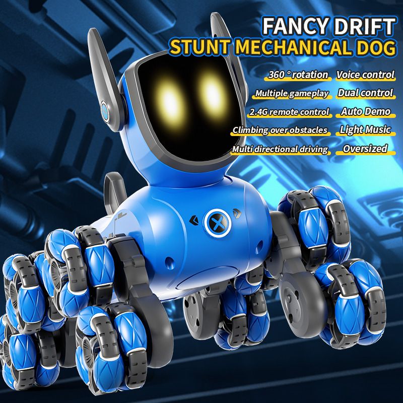 Neuer kleiner Mini-Roboterhund mit acht Rädern, multifunktional, ferngesteuert, intelligente Doppelsteuerung, interaktives Eltern-Kind-Spielzeug_voghion.com