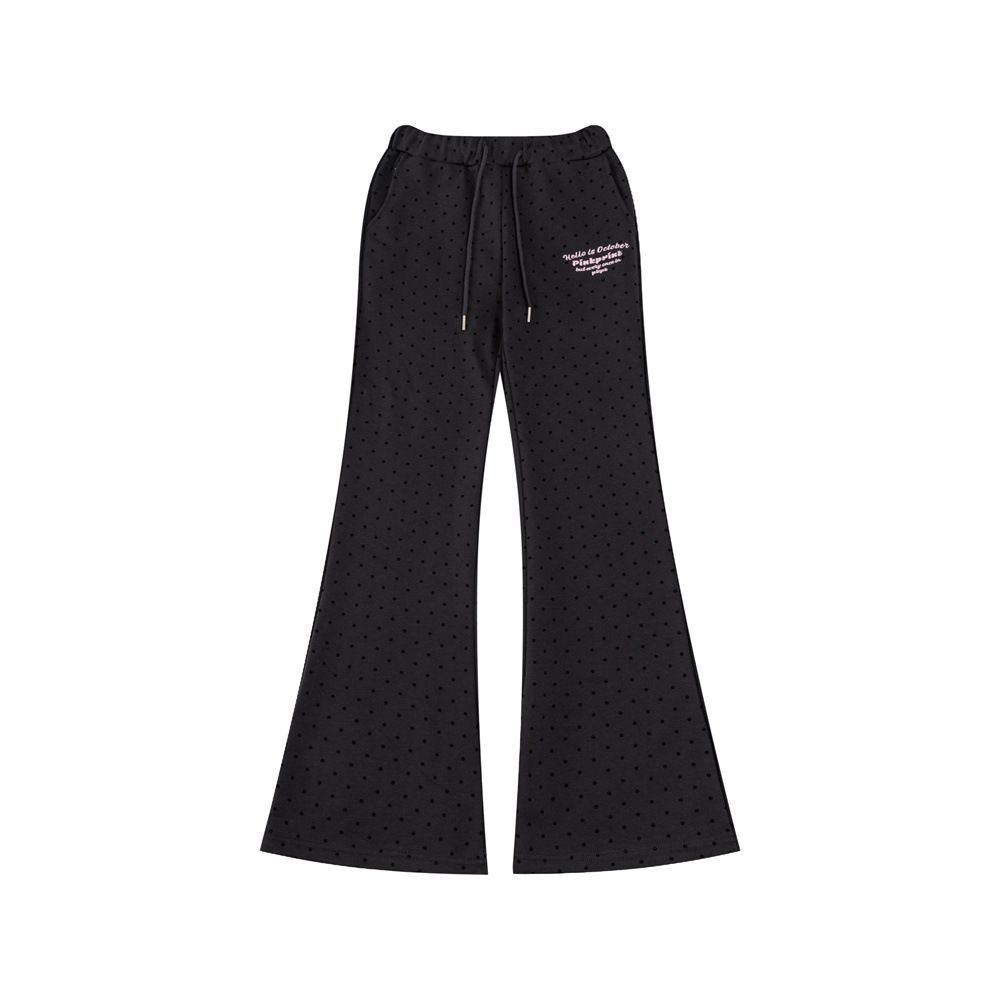 Sportliche Freizeitanzüge für Herren, trendige Marke, Sweatshirtjacke mit durchgehendem Druck und gepunktetem Kapuzenmuster, lockere Schlaghose mit weitem Bein_voghion.com