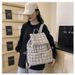 Autumn Winter New Down Padded Women's Fashion Commuter Large Capacity Fluffy Plaid Lightweight Travel Backpack_voghion.com
