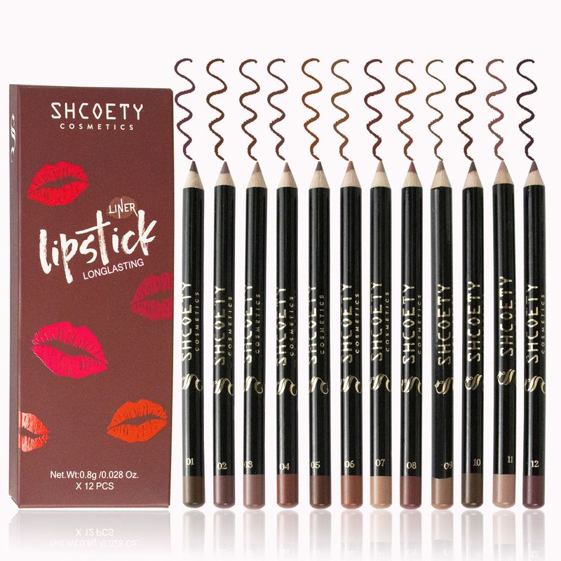 Lip Liner 12 Color Lip Liner Set Matte Nude Lipstick Long Lasting Non Fading Hook Lip Pencil Makeup_voghion.com