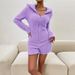 Ladies casual solid color long sleeve top short jumpsuit_voghion.com