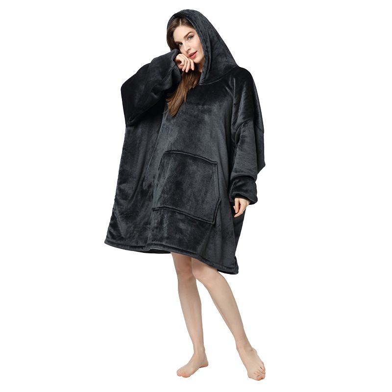 Lazy clothes, solid color large size sweatshirts for couples, thickened cold-proof clothes, warm hooded outer wear, pajamas, home clothes_voghion.com
