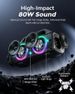 80 W (Spitze) Tragbarer kabelloser Lautsprecher mit Lichtern, lautem Stereo-Sound, wasserdicht nach IP67, tiefem Bass, Bluetooth 5.0 für den Außenbereich, für Partys am Strand und Camping zu Hause_voghion.com