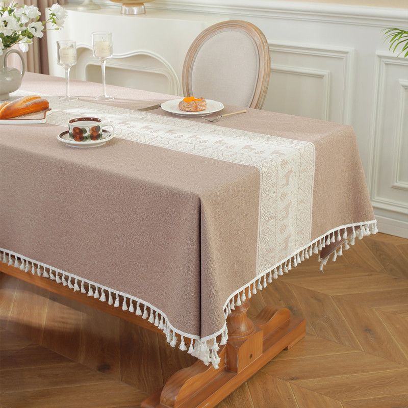 Tablecloth Cover Cloth Nordic Ins Tablecloth Fabric Cotton And Linen Fresh Dining Table Cloth Tassel Edge Rectangular Coffee Table Cloth_voghion.com