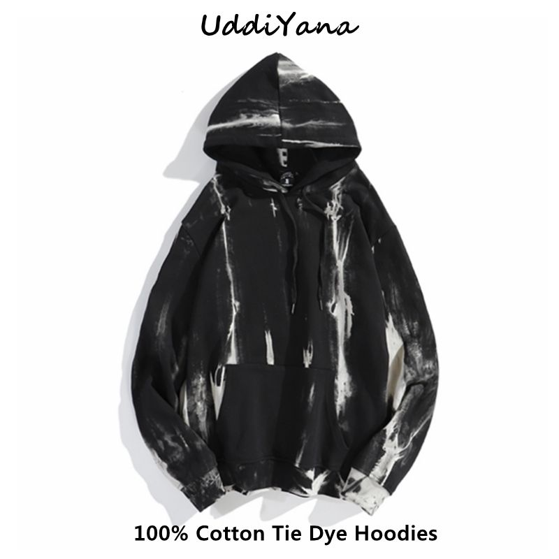 Hanorace cu glugă pentru bărbați, 100% bumbac, model tie-dye, trening, Haruku, pulovere, haine de damă Y2K, topuri_voghion.com