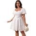 Vêtements pour femmes Robe à col carré français Jupe courte moulante et moelleuse Jupe blanche_voghion.com