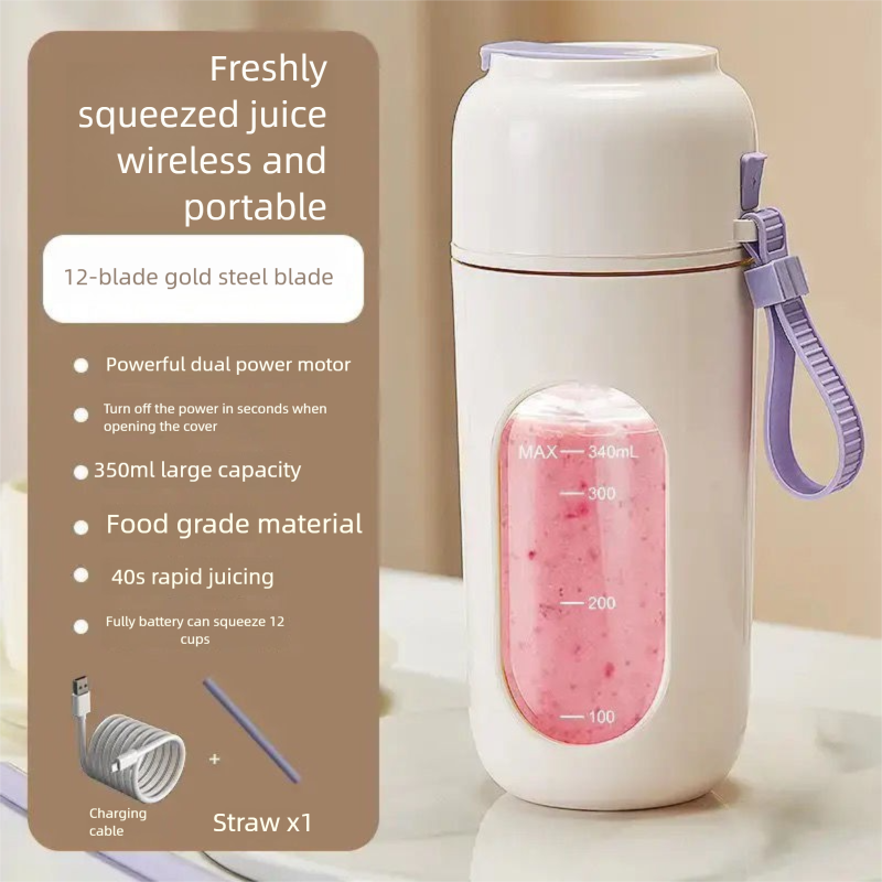 Juicer 12 Multi-Function Blades Household Small Portable Juice Maker Ice Crusher Rechargeable_voghion.com